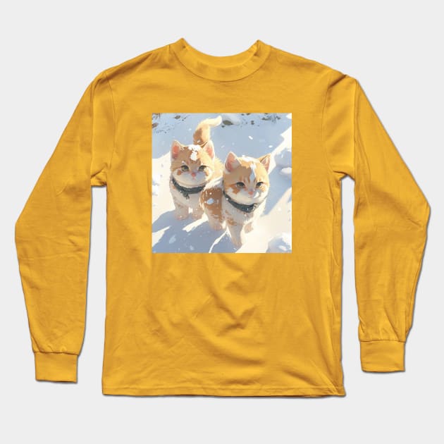 Two Kittens in the Snow Long Sleeve T-Shirt by Star Scrunch